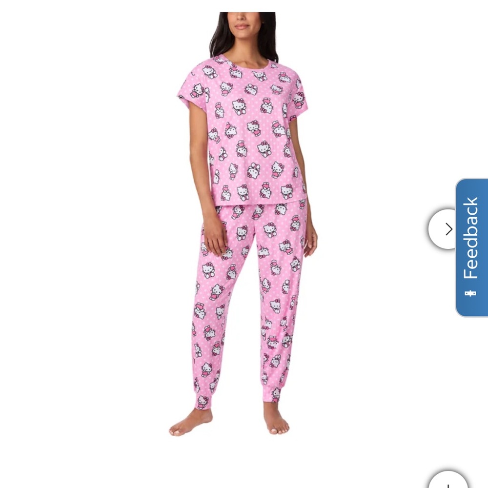 Hello Kitty Pink Polka Dot Short Sleeve Jogger Set